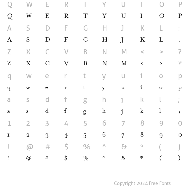 Character Map of MrsEavesSmartLig Medium