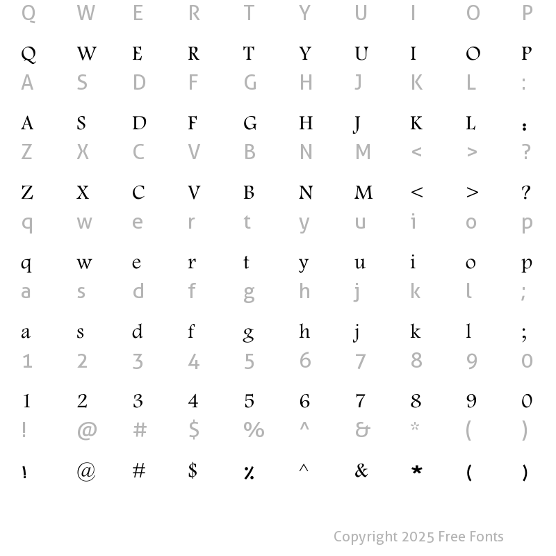 Character Map of MRT_Nil 1 Regular