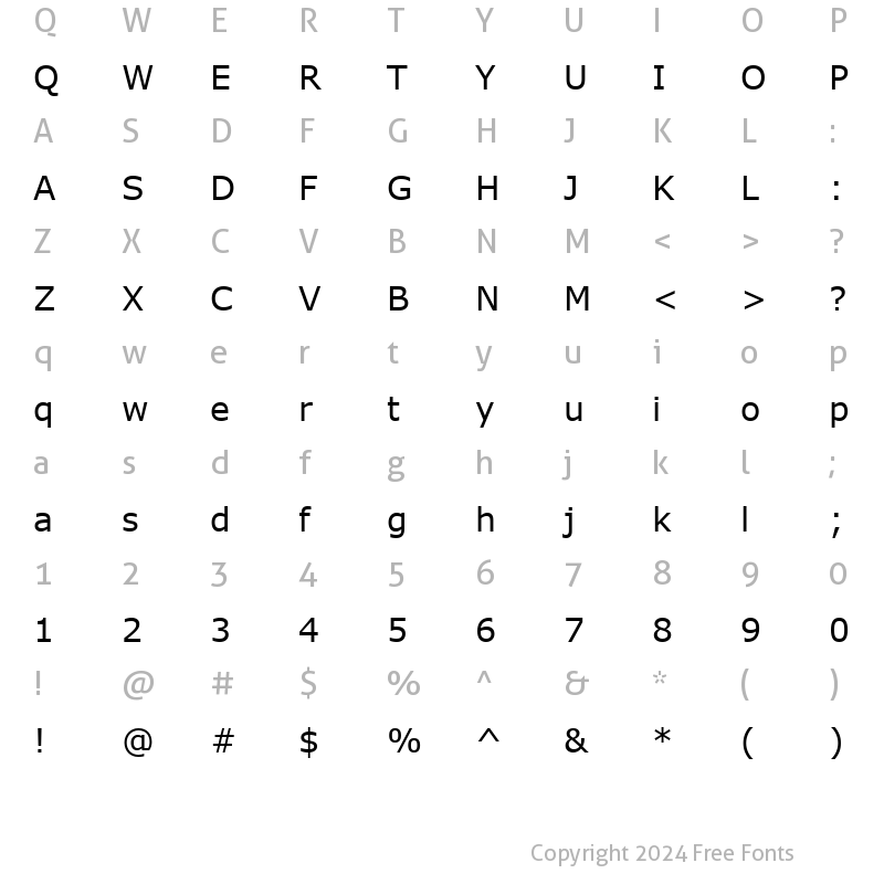 Character Map of MS Reference Sans Serif Regular