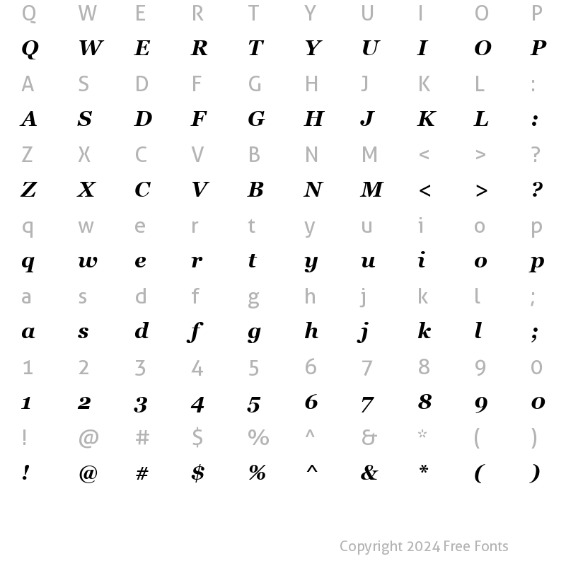 Character Map of MS Reference Serif Bold Italic