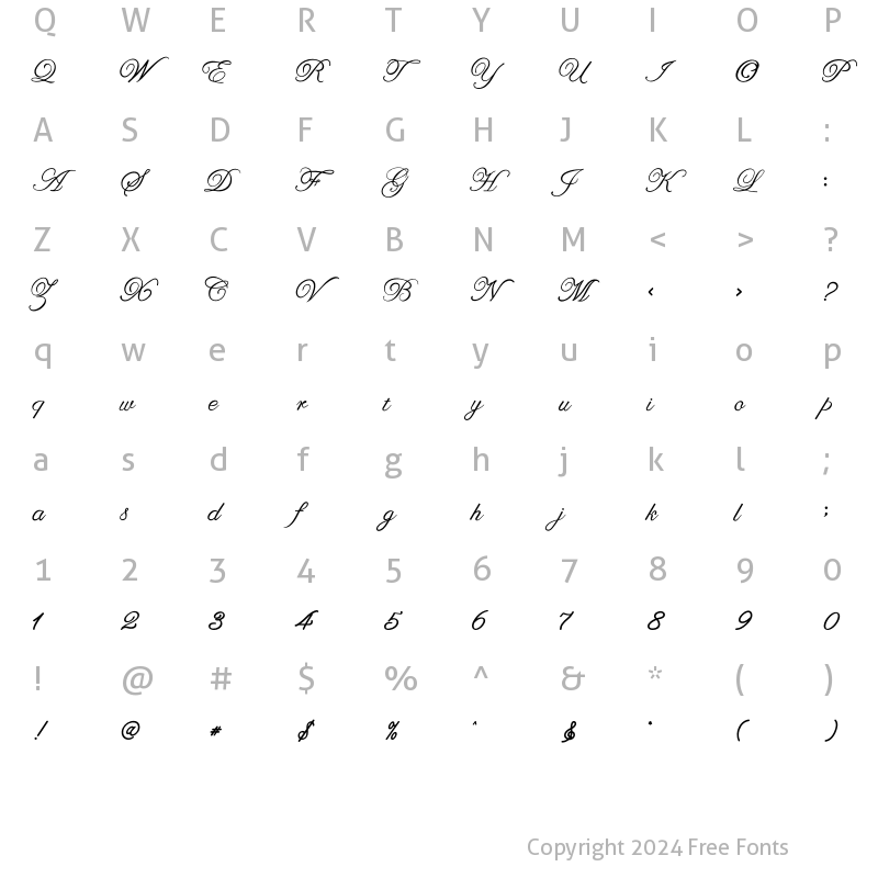 Character Map of Ms Rosalina Regular