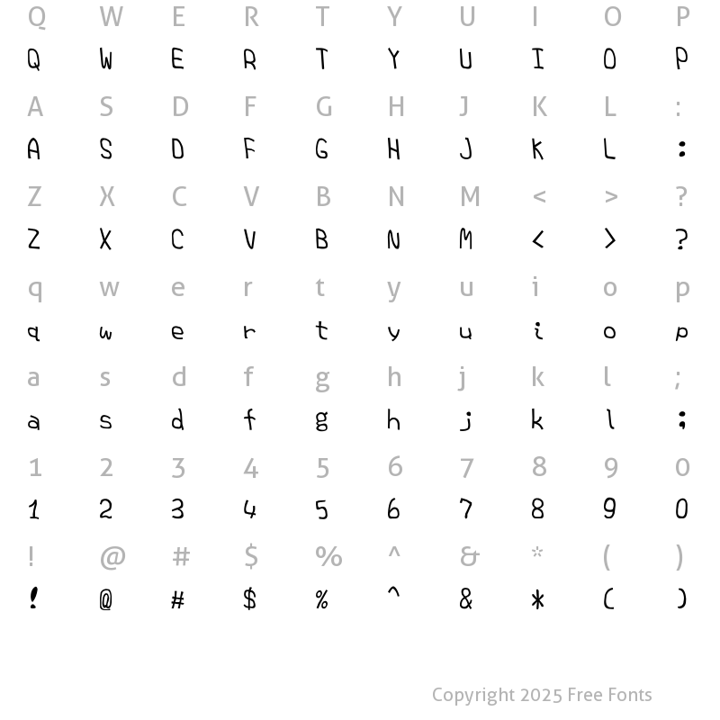 Character Map of MT_TARE Regular