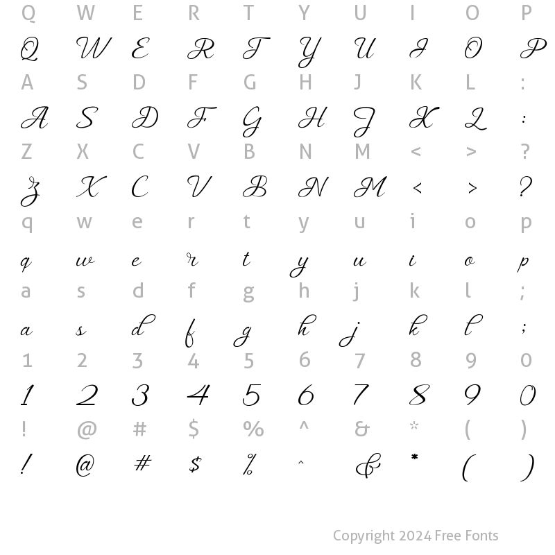 Character Map of Muangthai Script Regular