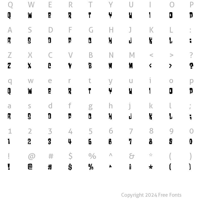 Character Map of Much too loud Regular