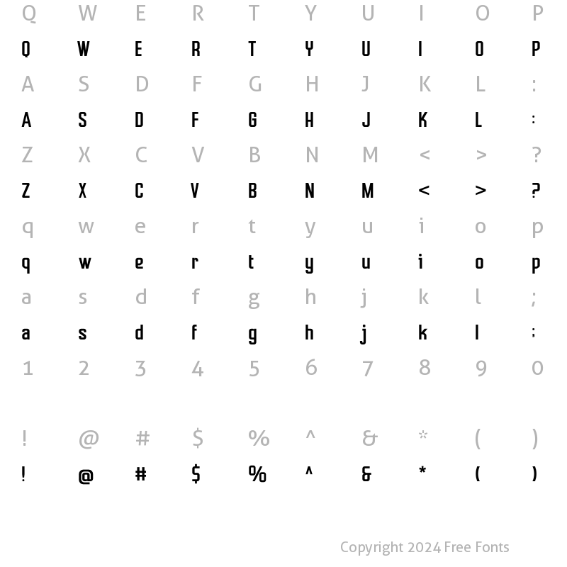 Character Map of Mudhead Free Regular