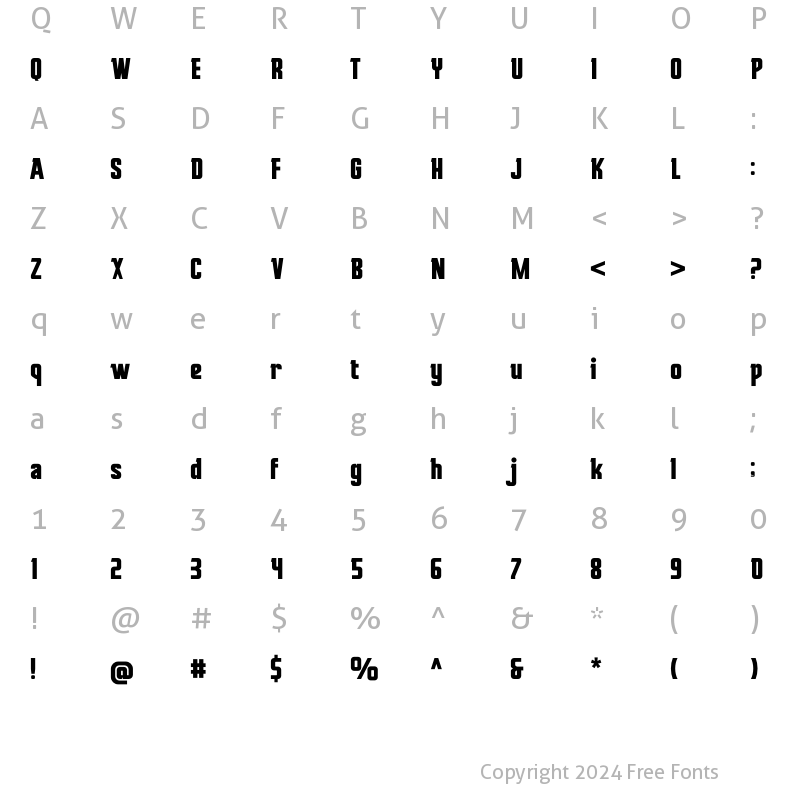 Character Map of Mudhead Serif Bold