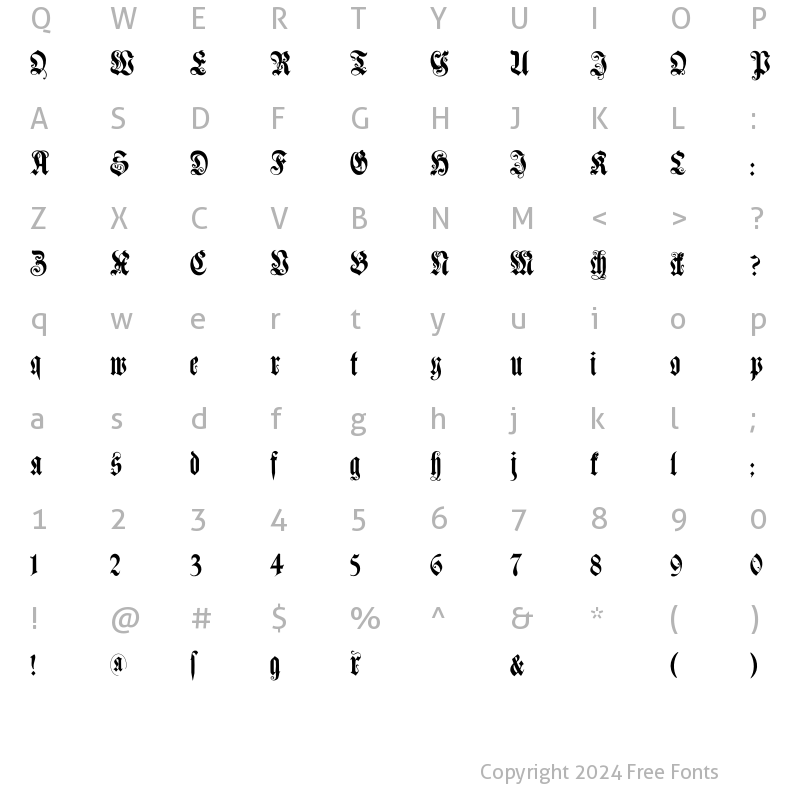 Character Map of MuenchnerFraktur Regular