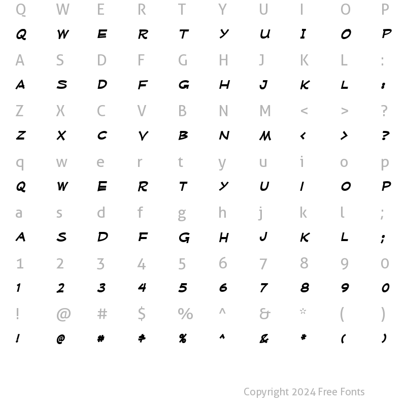 Character Map of Mufferaw Xp Bold Italic