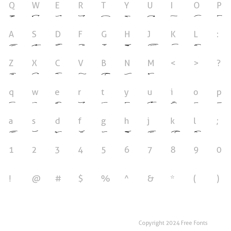 Character Map of Muffle swash Regular