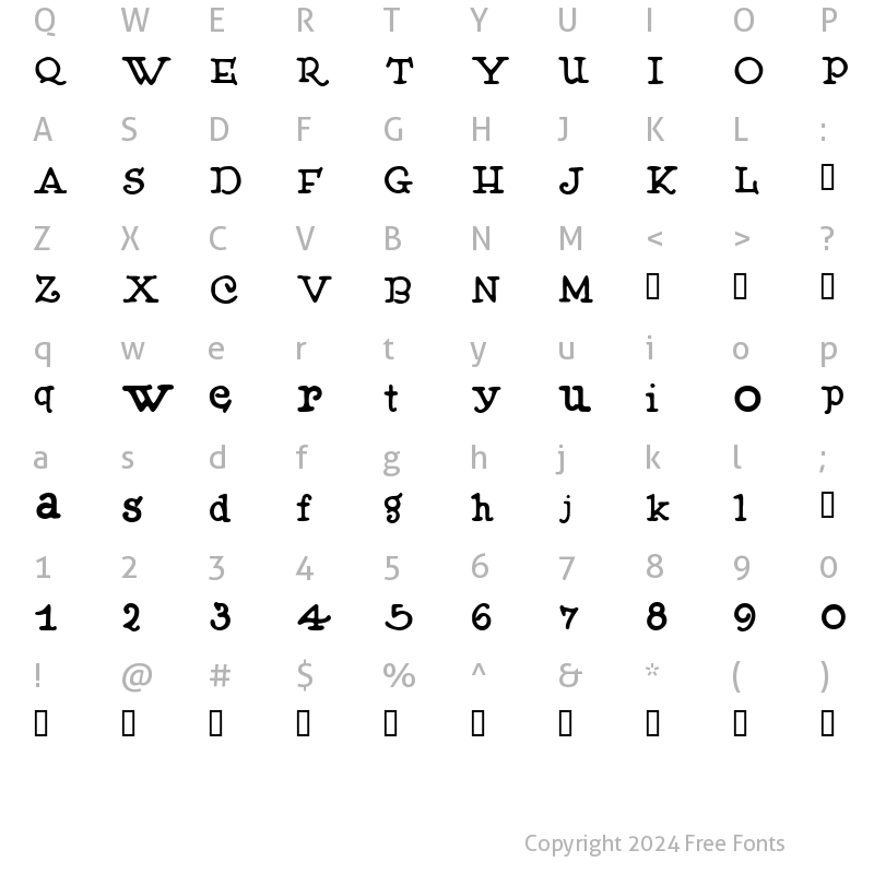 Character Map of Muffy Regular