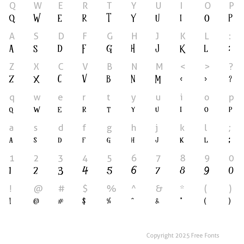 Character Map of Mukadua Regular