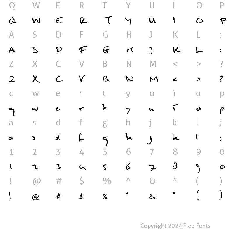 Character Map of Mulder's Handwriting Regular