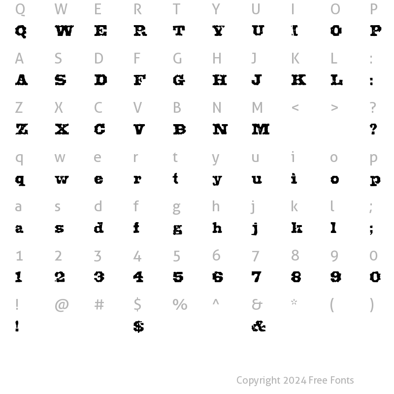 Character Map of Muleshoe WF Regular