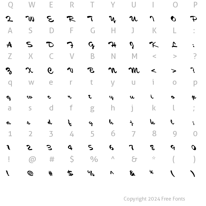 Character Map of MultiScript ttcon Regular