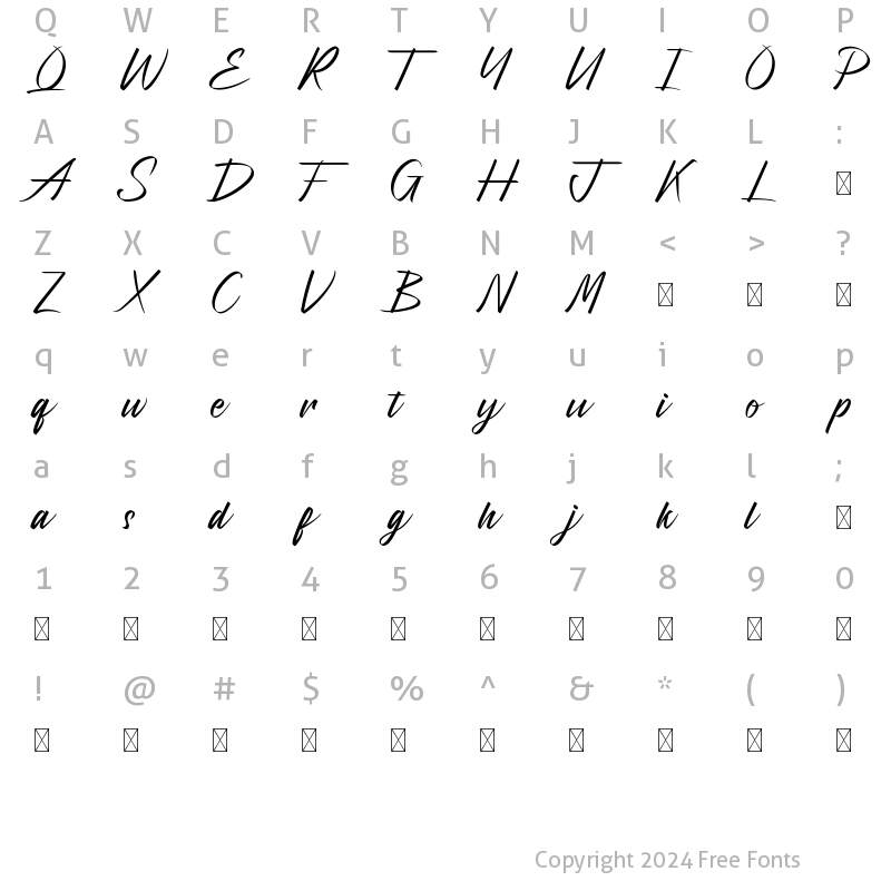 Character Map of Mumblers Demo Regular