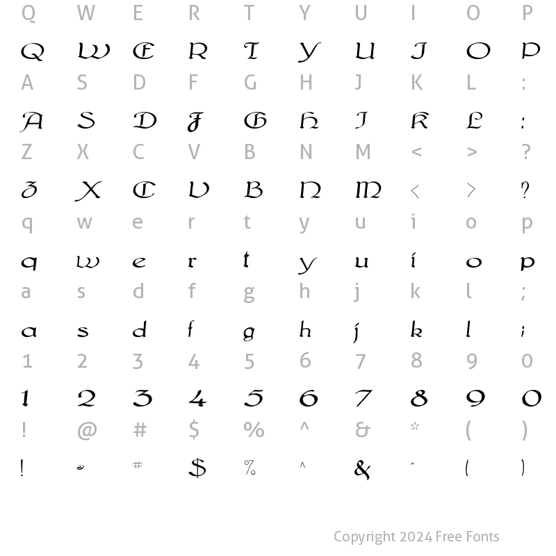 Character Map of MunkCalligraphic Regular