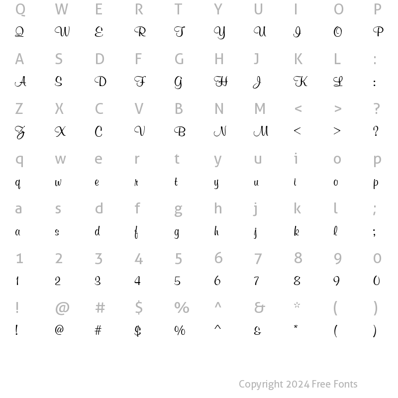 Character Map of Mural Script Regular