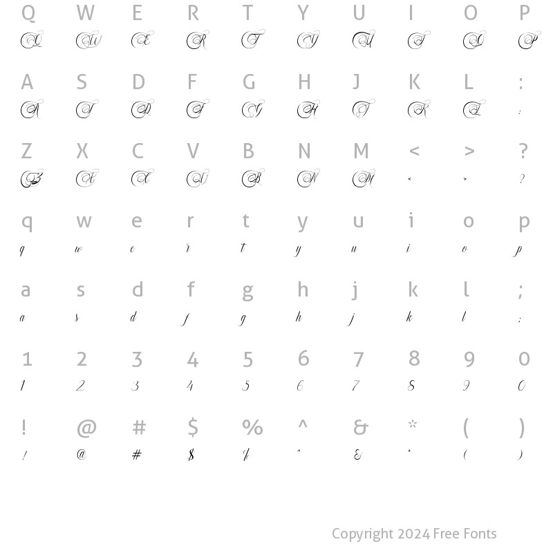 Character Map of Murchison Script Regular