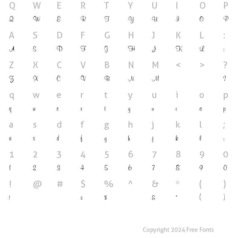 Character Map of Muriel Regular