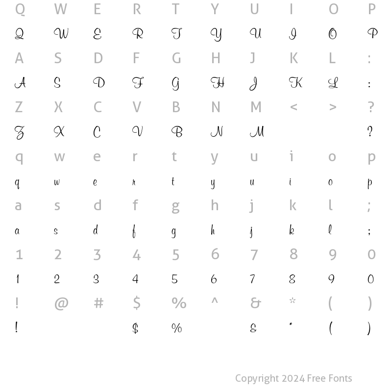 Character Map of Murray Hill BQ Regular