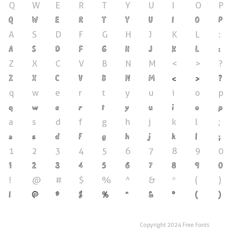 Character Map of MushmellowOutline Regular