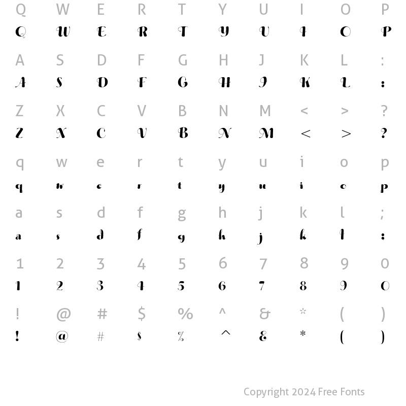 Character Map of Musica ITC Std Regular