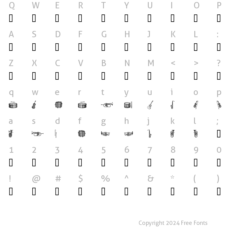 Character Map of musical instruments, 1st chair Regular