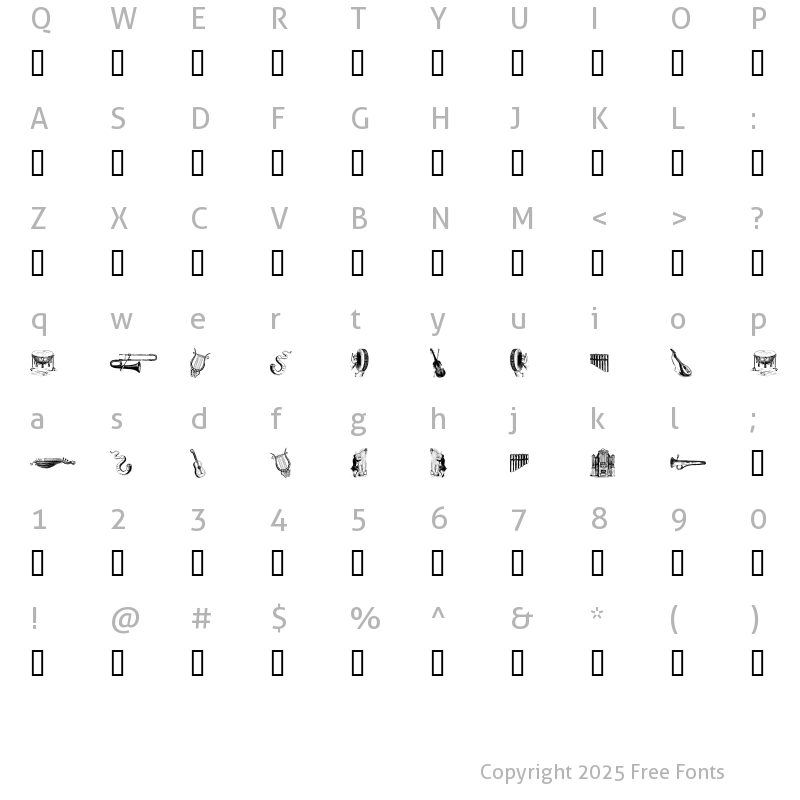 Character Map of musical instruments, 3rd chair Regular