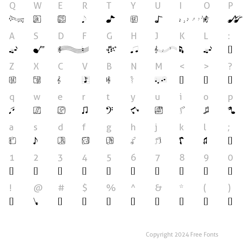 Character Map of Musicelements Regular