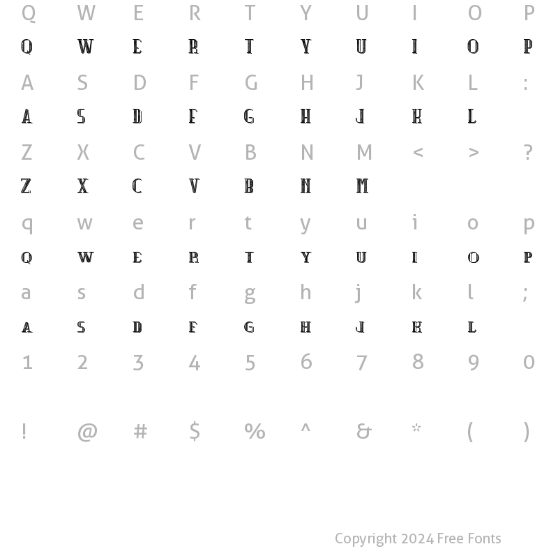 Character Map of MusicianFont TextureShadow Regular