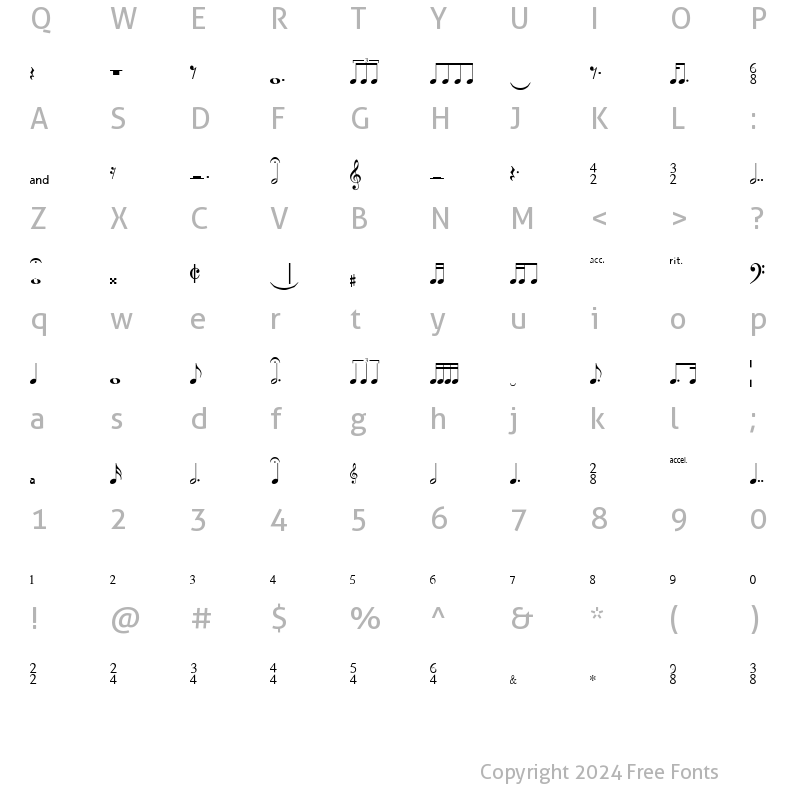 Character Map of MusiSync Regular