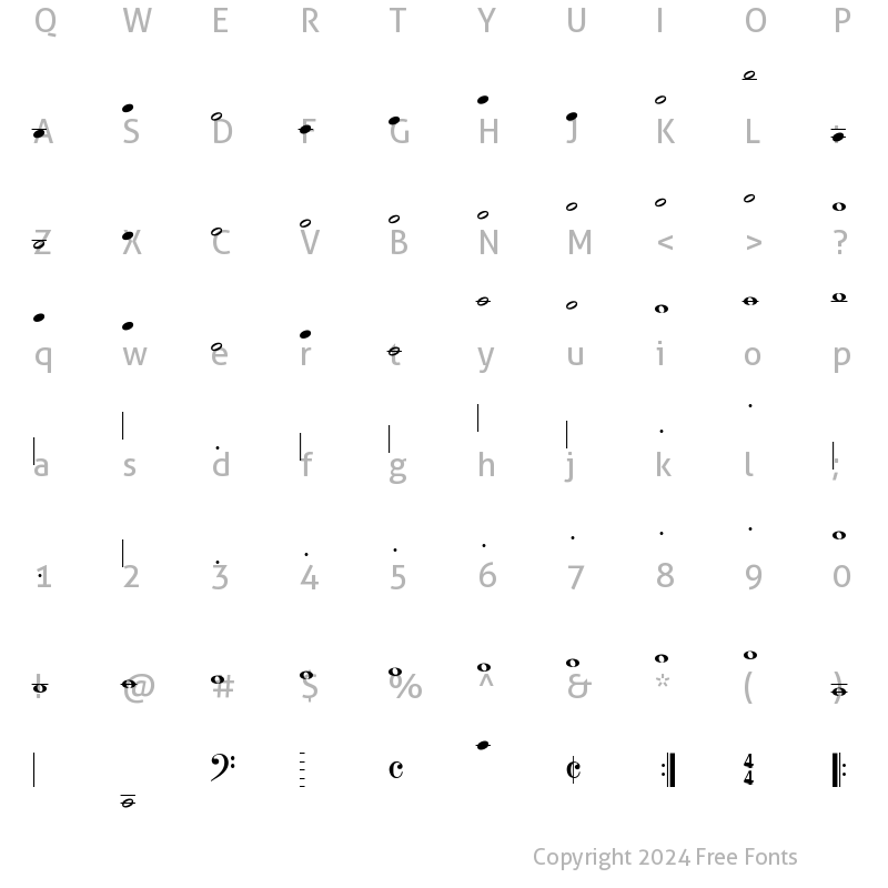 Character Map of MusiTone Regular