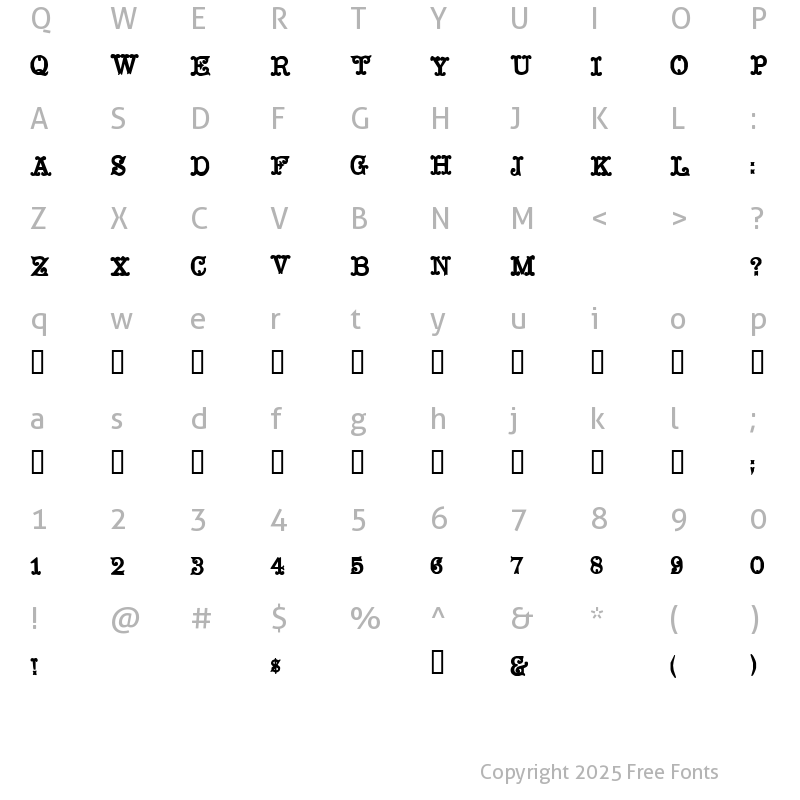 Character Map of Mustachio Regular