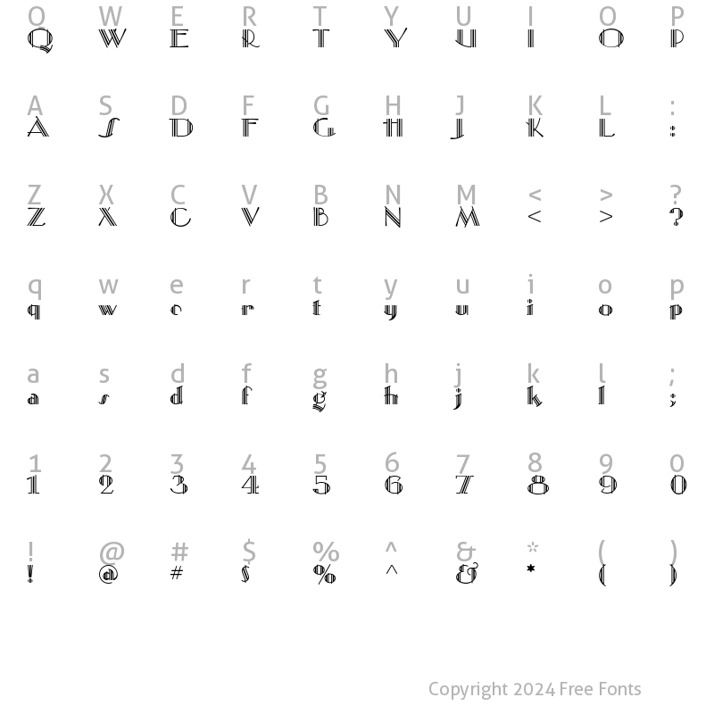 Character Map of Mustang Deco Regular