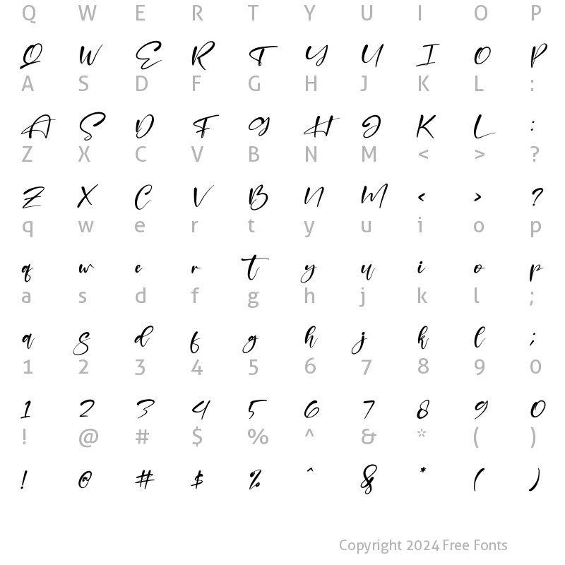 Character Map of Mustard Italic