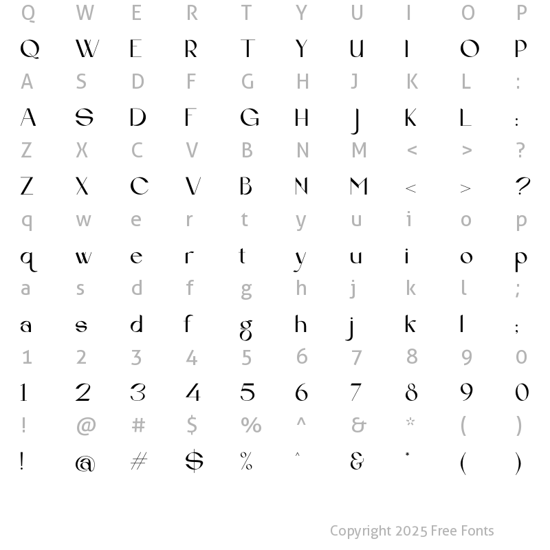 Character Map of Musthyka Regular