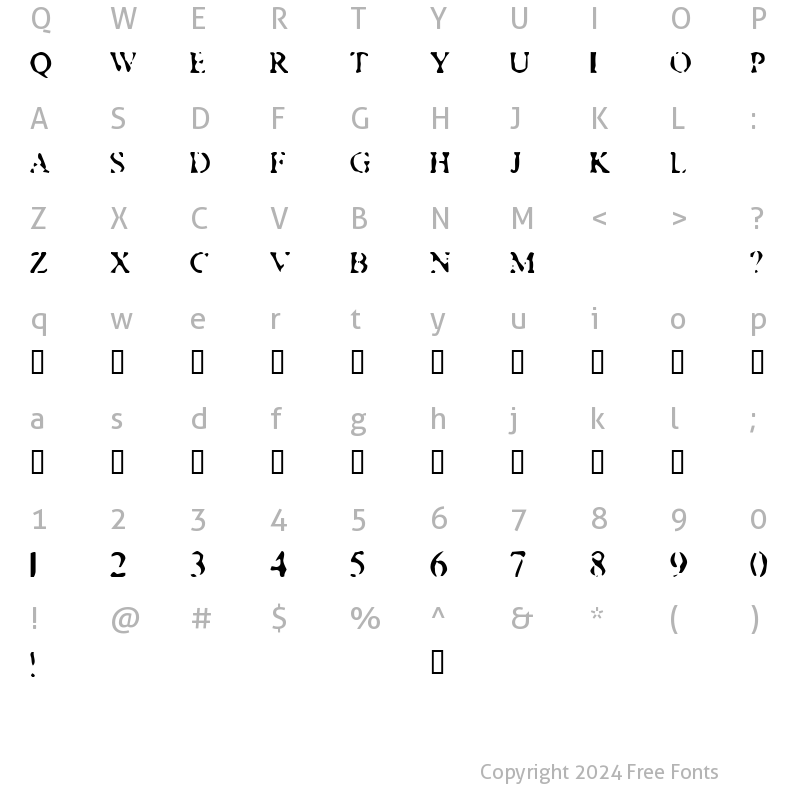 Character Map of Musty Privates Regular