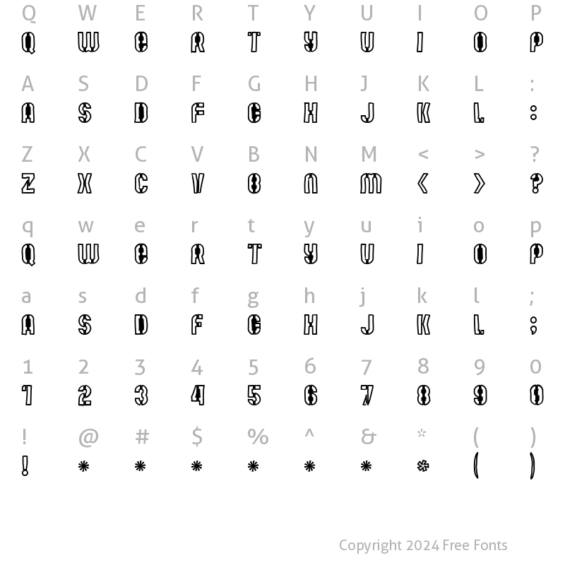 Character Map of Mute Fruit Black Krash Regular