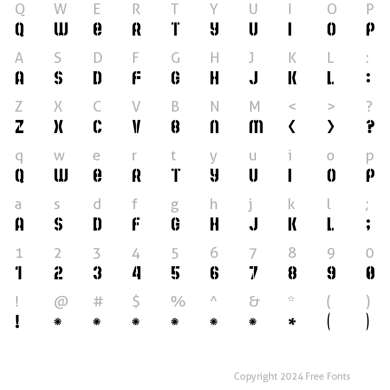 Character Map of Mute Fruit Regular