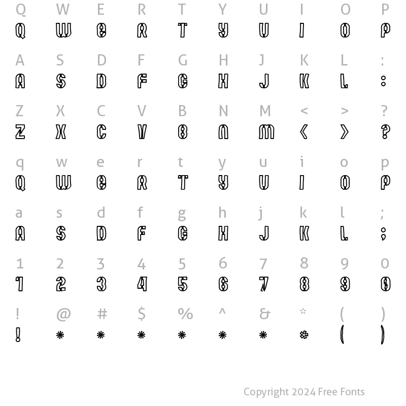 Character Map of Mute Fruit White Krash Regular