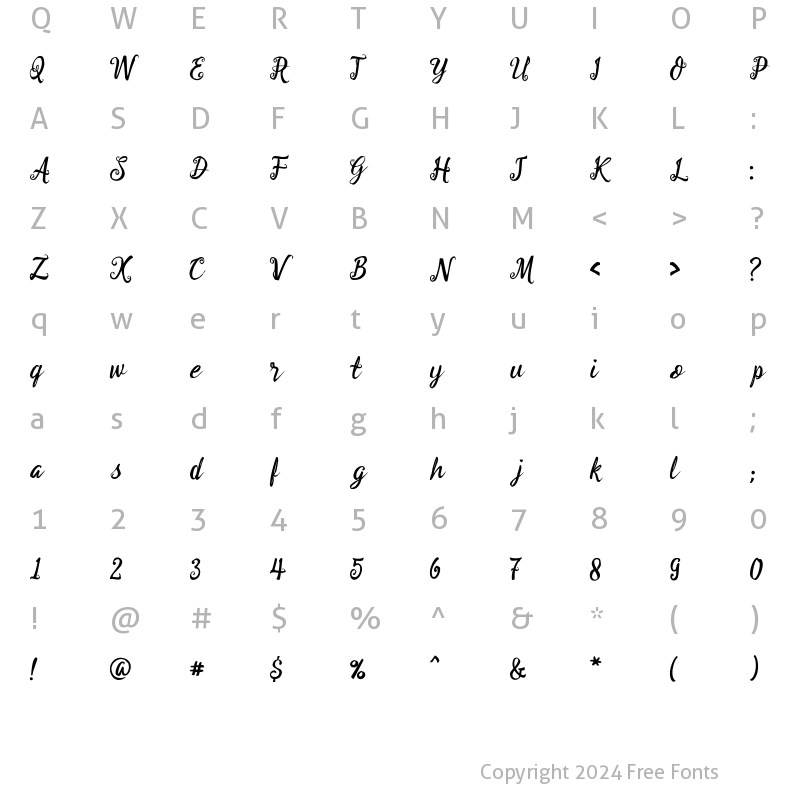 Character Map of Muttero Regular