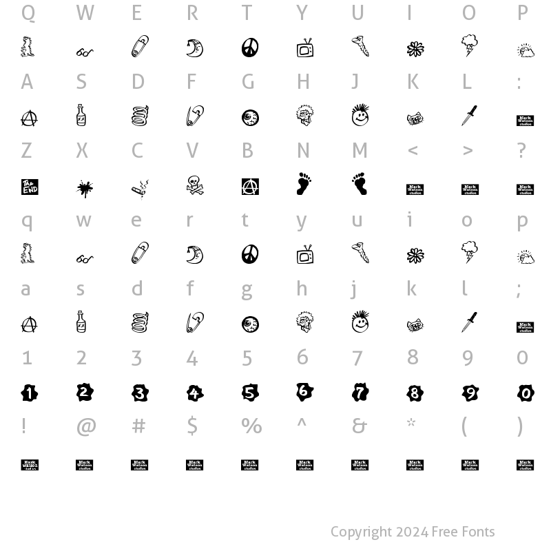 Character Map of MW Ding-A-Lings Regular