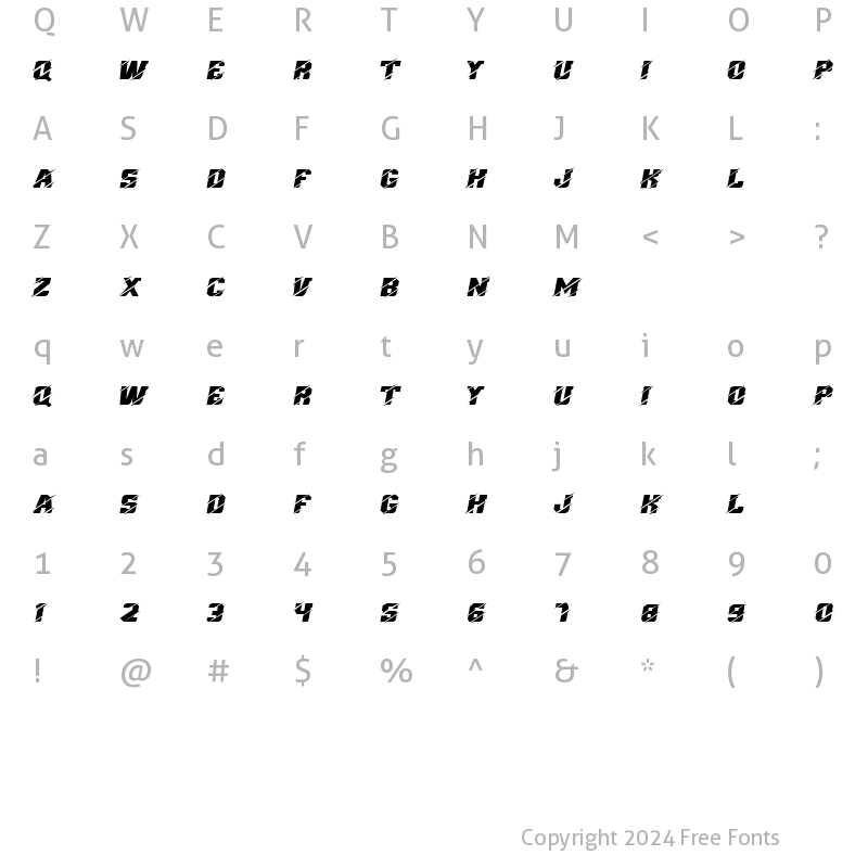 Character Map of MX Regular