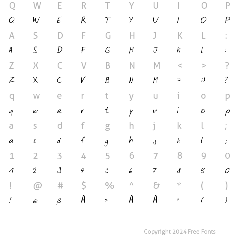 Character Map of My Font 1 Regular