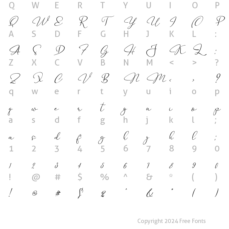 Character Map of My Future Italic