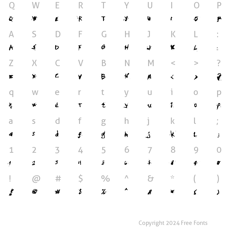 Character Map of My Hand Fights Regular