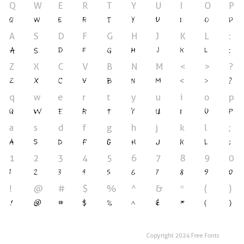 Character Map of My Scars Regular