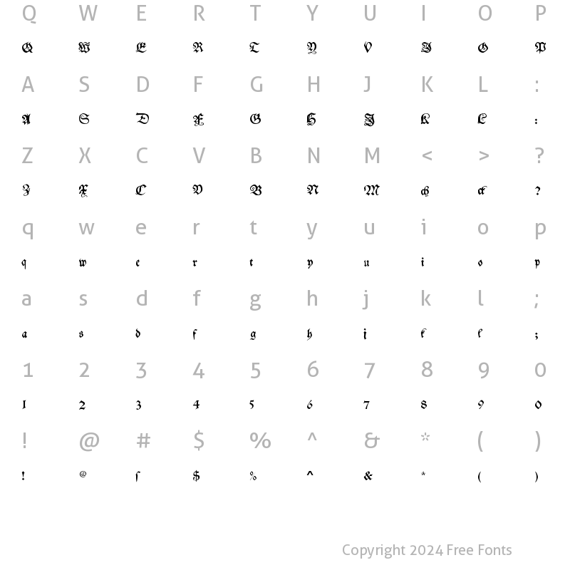 Character Map of MyElectronicSchwabach Regular