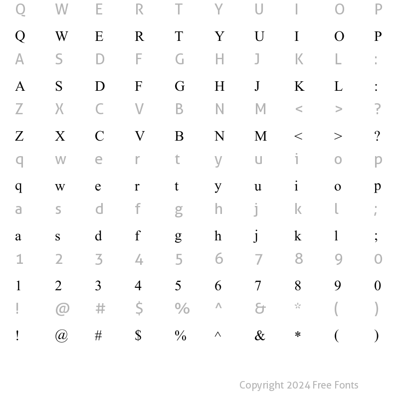 Character Map of Myilam_Boldface Regular