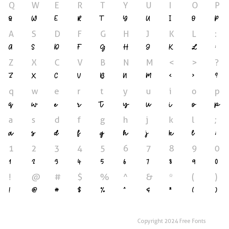 Character Map of MyLady Regular